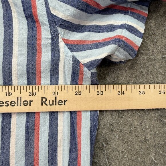 Chubbies Button-Down Shirt Men L Blue Red Striped Friday Short Sleeve - Picture 9 of 12